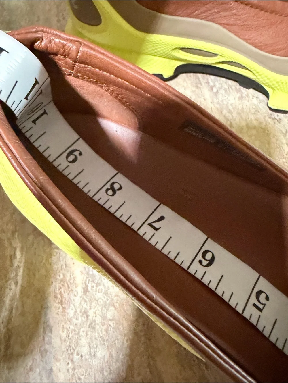 Ecco Biom Natural Motion Brown Leather Slip-On Sneakers with Neon Yellow Accents